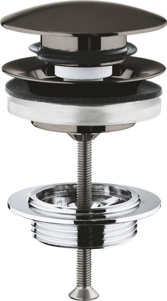 GROHE Ablaufgarnitur 65807, mit Klickverschluss, herausnehmbarer Stopfen, verschließbar, hard graphite gebürstet