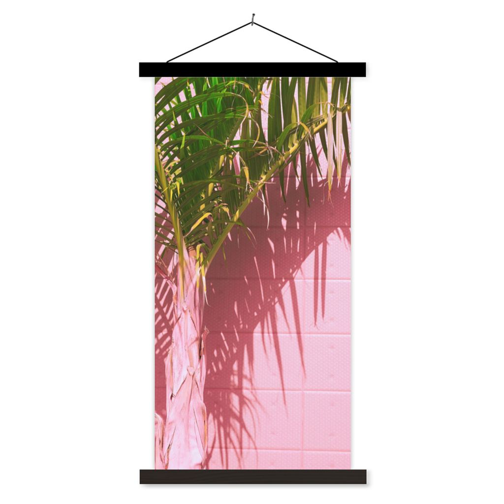 MuchoWow Textilposter Pflanze - Sommer - Tropisch - Rosa 60x120 cm mit schwarzem Rahmen - Magnete