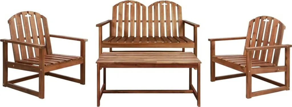 Ensemble Mobilier de Jardin 4 Places en Bois d'Acacia Massif Durable