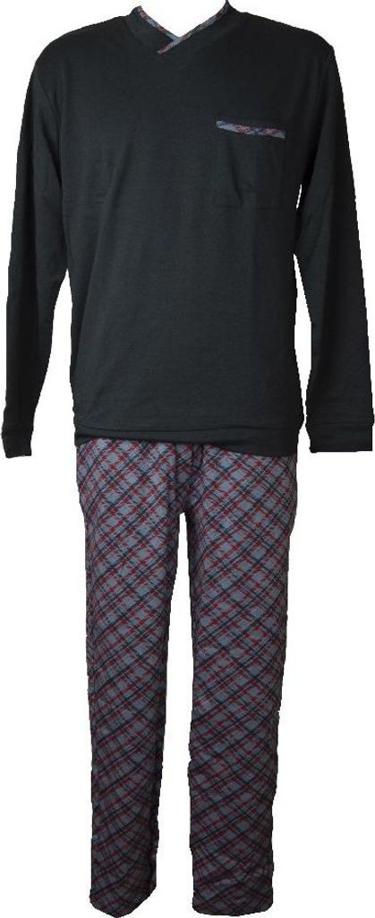 Schlafanzug für Herren RAGNO Interlock warmer Winter-Baumwoll-Langarm-Pullover mit V-Ausschnitt, Bündchen und Tasche Artikel U524N2, Taglia 52, C...