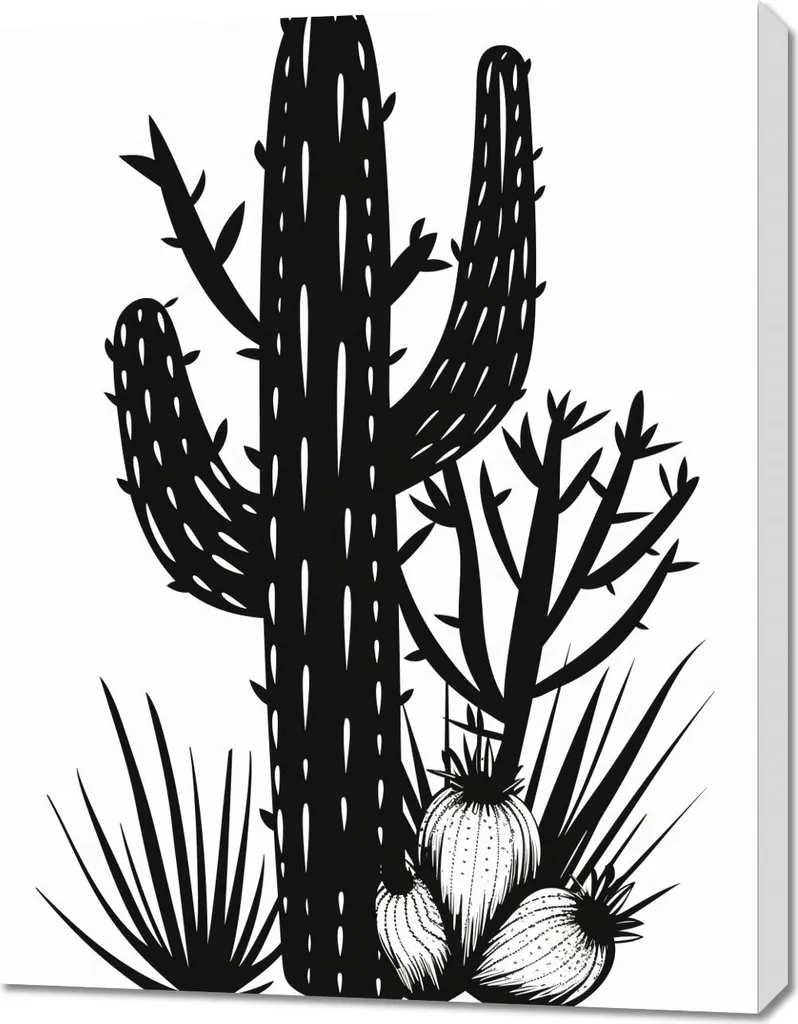 Décoration Murale Cactus au Crépuscule 70x90 cm - Image Grand Format