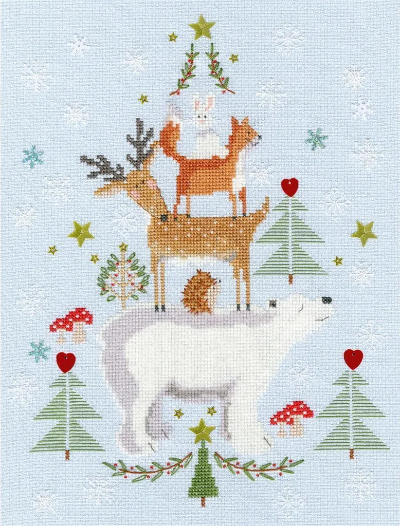 Décoration hivernale DIY : Kit point de croix Snowy Stack 22x28cm XX16