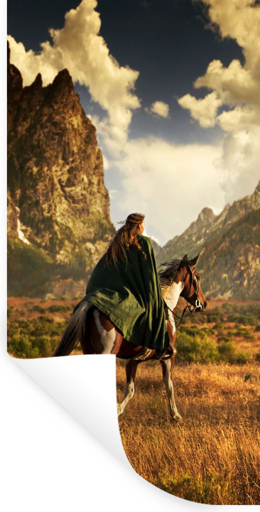 MuchoWow Wandtattoo Wandsticker Wandaufkleber Pferd - Reiter - Natur 20x40 cm Selbstklebend und Repositionierbar - Selbstklebend - Fototapeten