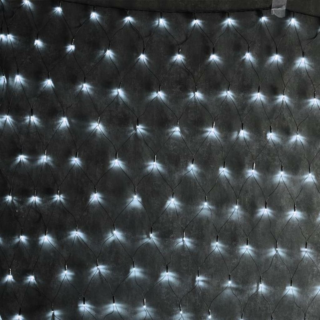 ACA LED-Netzwerkbeleuchtung mit 240 LEDs und Effekten, CW, 220–240 V, IP44, 200 x 150 cm, grünes Kabel X08240214