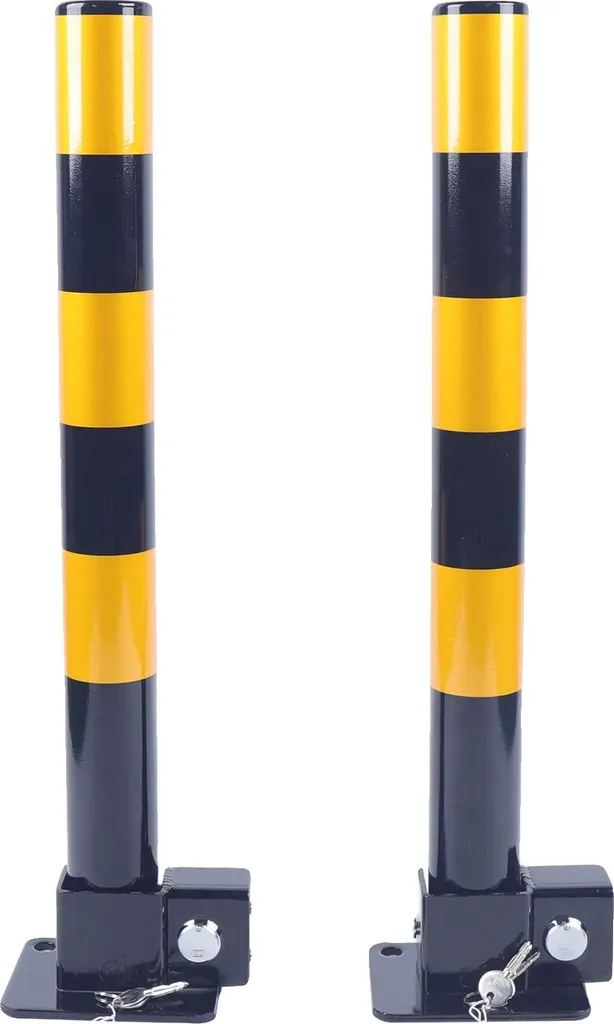Anti-Stationnement Gênant : Lot 2 Colonnes de Sécurité 60cm Noir et Jaune