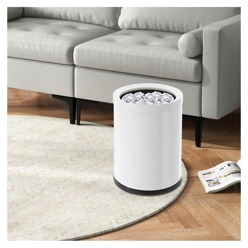 Edelstahl Mülleimer 22,5 x 30 cm, Abfallbehälter für Innen- und Außenbereich, geeignet für Küchen, Schlafzimmer, Badezimmer, Büros, Weiß
