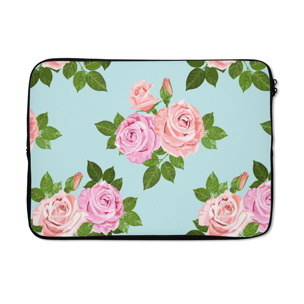 MuchoWow Laptop Hülle 13 Zoll Rosen - Romantisch - Muster Laptoptasche - Laptophülle - Sleeve - Rundumschutz