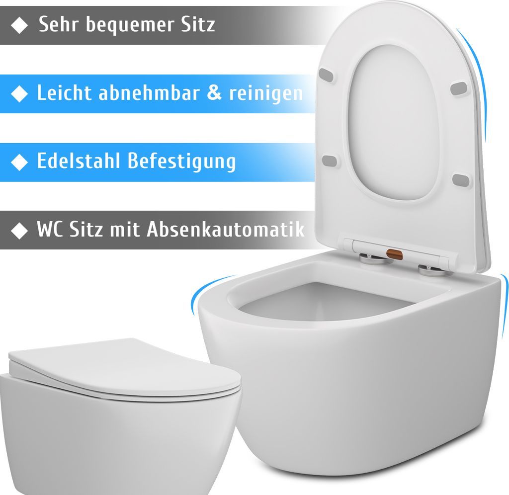WC-Sitz mit Absenkautomatik D Form Slim Toilettendeckel Produktbild 6