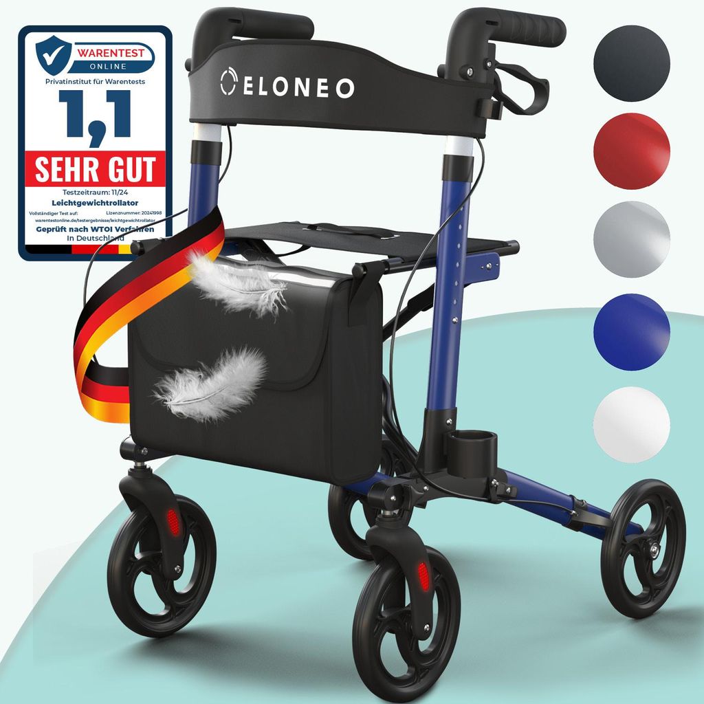 ELONEO Rollator faltbar und leicht mit Sitz, Produktbild 