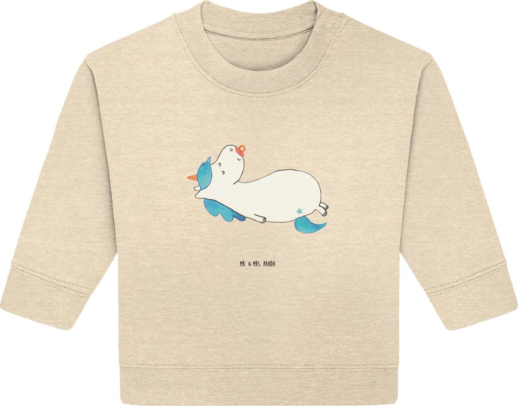 Mr. & Mrs. Panda Organic Baby Pullover Einhorn Schnuller 12. - 18. Monat - Natural Raw - Geschenk, Bullover, Geburt, Unicorn, Mutter, Einhörner, G...
