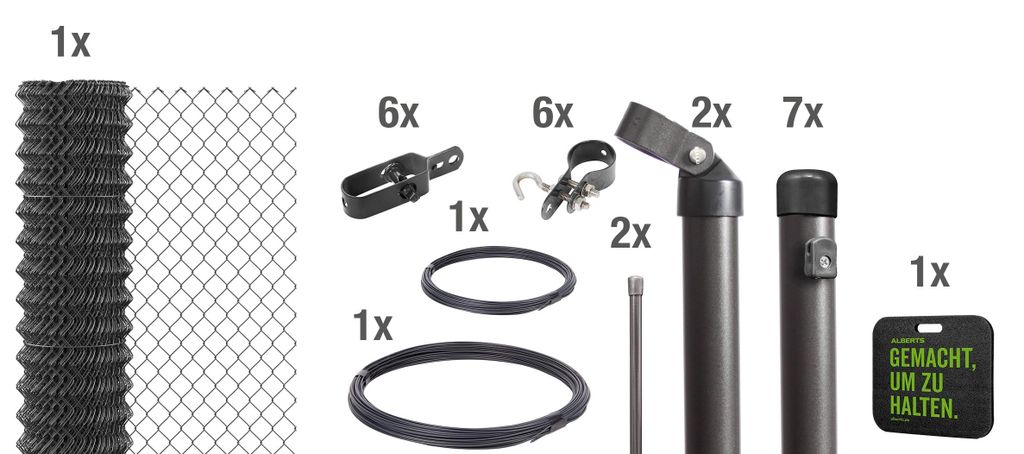 Alberts 630973 Maschendrahtzaun als Zaun-Komplettset, zum Produktbild 