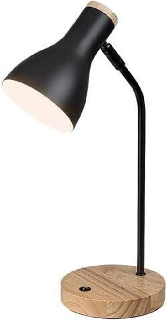 Lampe de bureau stable et anti-reflet E14 Rabalux Ferb socle bois noir