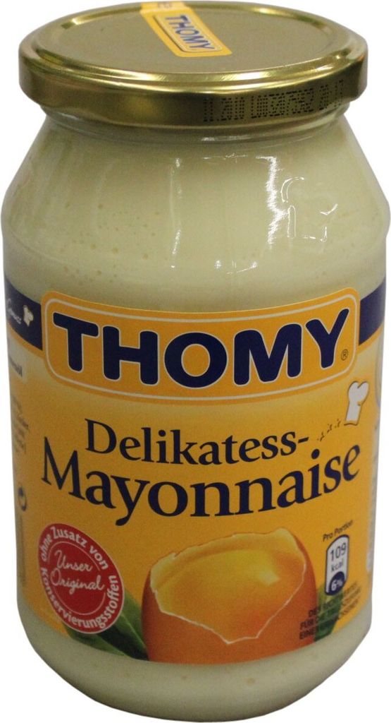 A jar of Thomy Delikatess Mayonnaise.