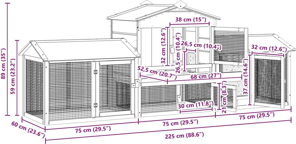 Abri pour poules en bois de pin massif marron résistant aux intempéries - 3