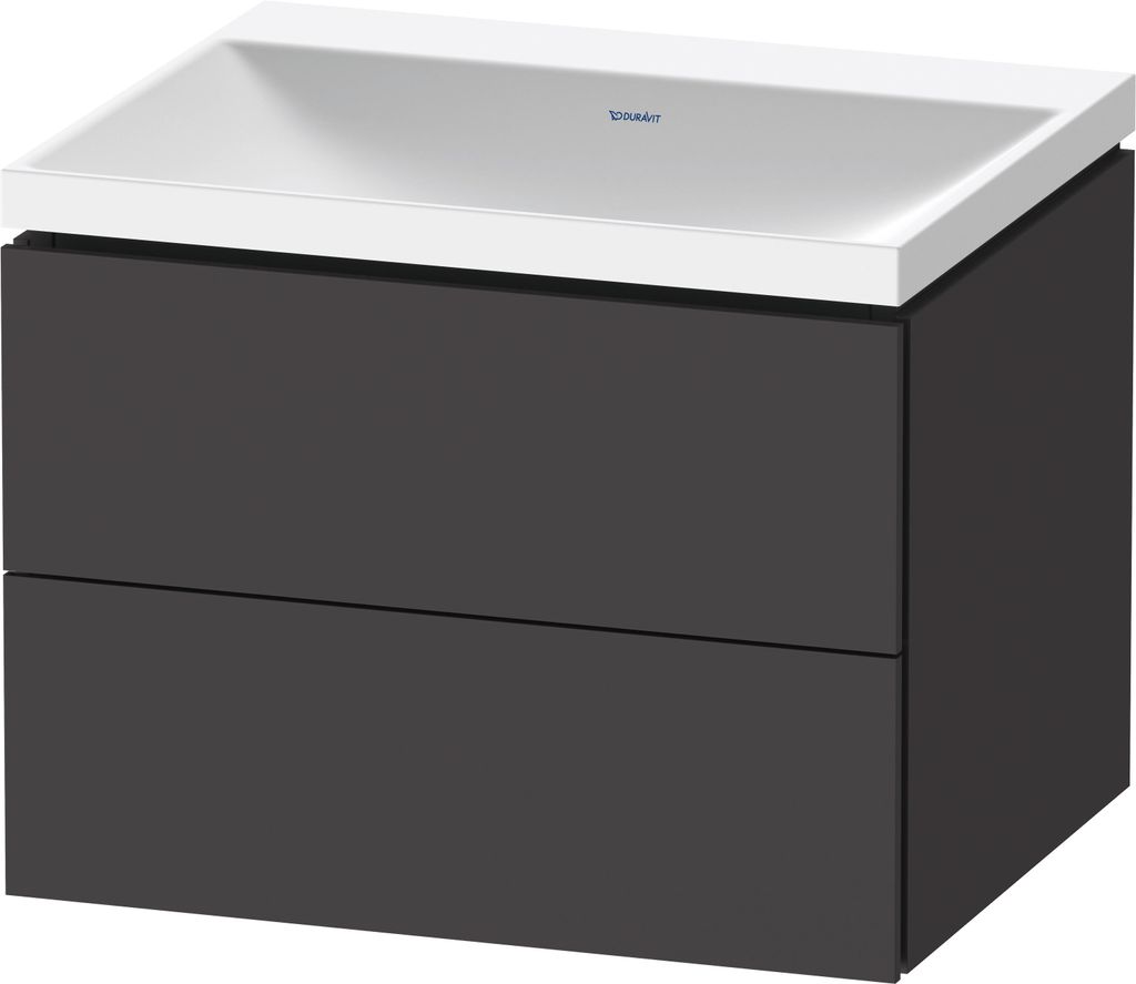 Duravit L-Cube c-shaped Set wandhängend, 2 Schubkästen, ohne Überlauf, ohne Hahnloch, 600x480x480mm, LC6950N80800000