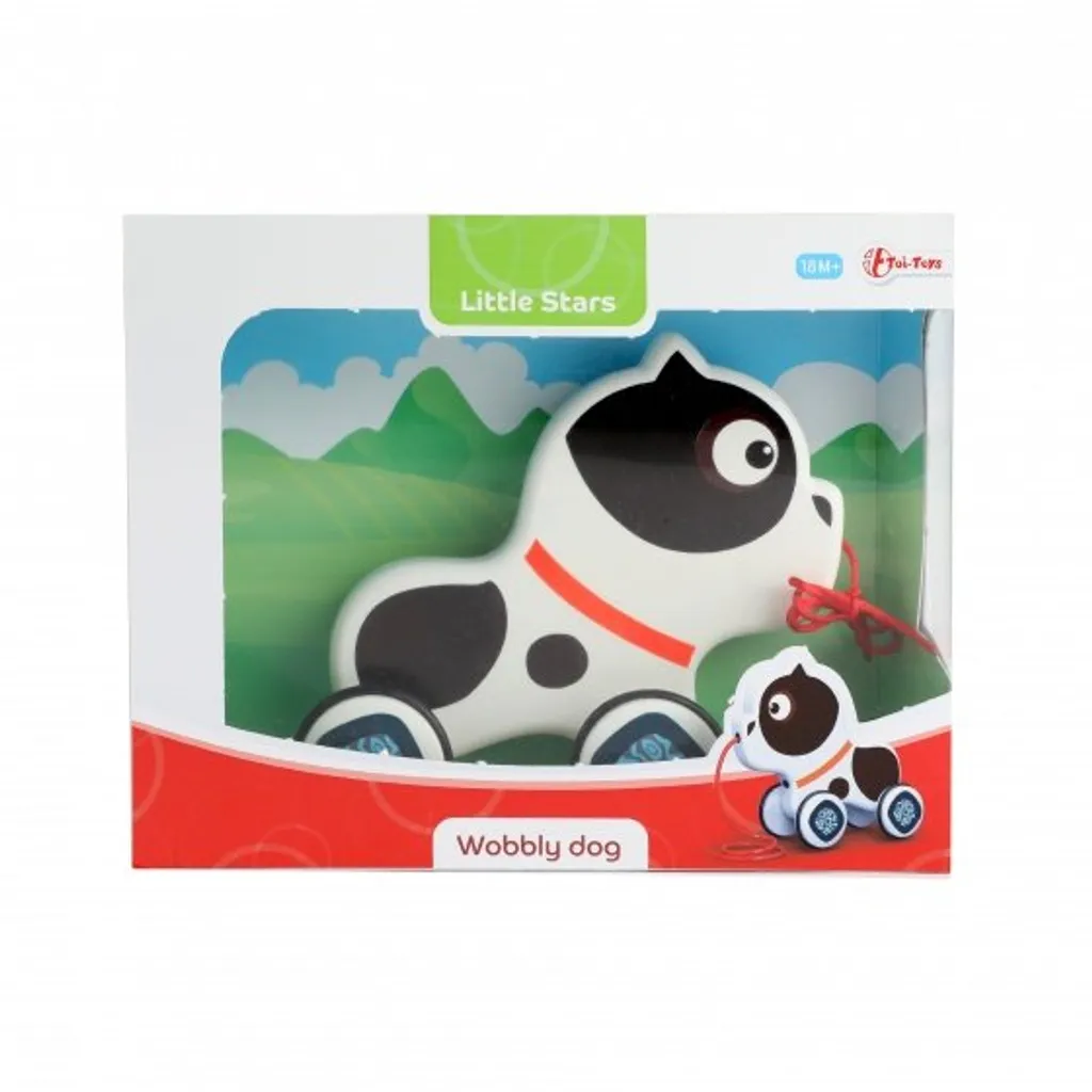 Figurine à tirer Chien 15 cm Noir et Blanc - Design épuré et bois sain