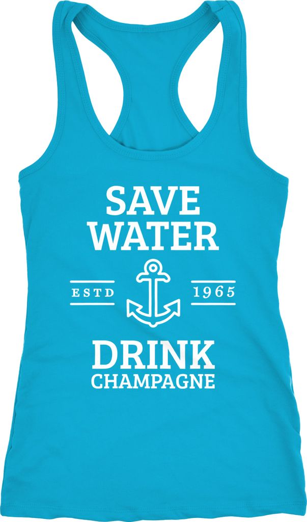 Damen Tanktop Save water drink Champagne Racerback Moonworks türkis S