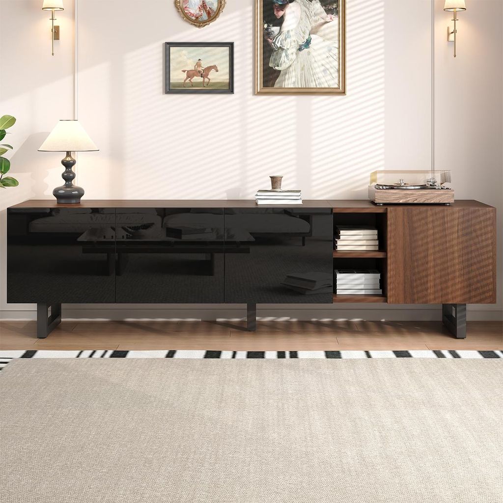 TV-Schrank mit vier Türen Vintage-Holzmaserung TV-Tisch TV-Ständer TV-Paneel 180 x 38 x 50 cm (L x B x H)