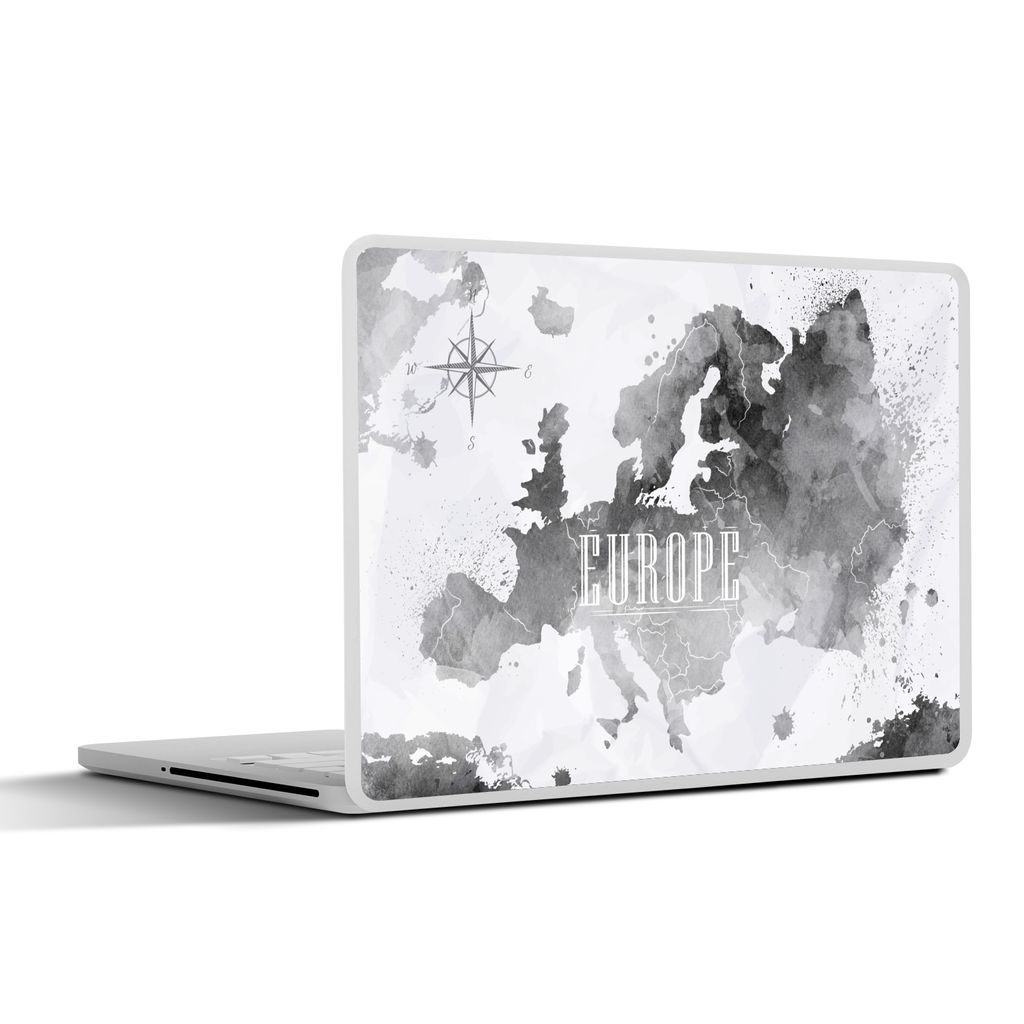 MuchoWow Laptop Aufkleber Sticker Cover Aquarell - Weltkarte - Schwarz 36.5x27.5 cm - Laptop-Sticker