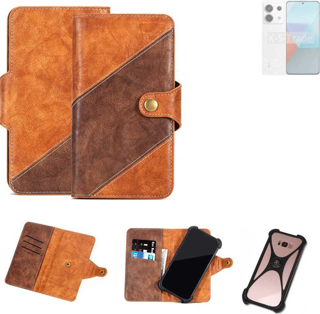 K-S-Trade Handyhülle Schutzhülle Bookstyle Case Wallet-Case kompatibel mit Xiaomi Redmi Note 13 Pro Cover Klapphülle Kantenschutz Smartphone