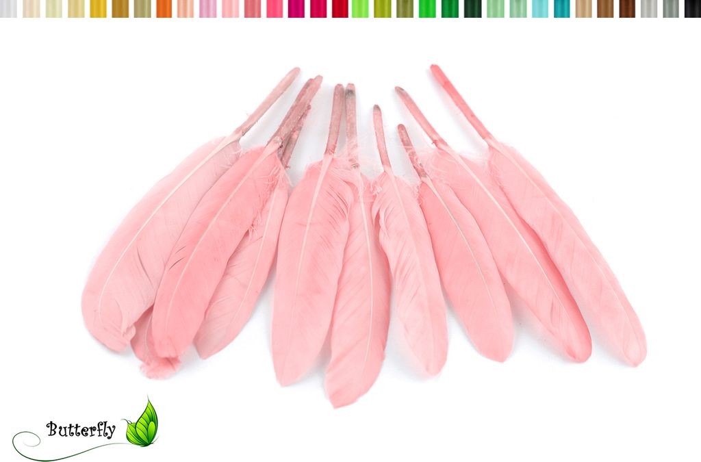 10 Entenfedern ca. 10-15cm, Farbauswahl:rose 123 / zartrosa Produktbild 