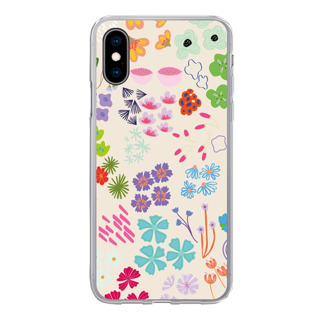 MuchoWow Handyhülle Schutzhülle Hülle für iPhone X Blume - Muster - Anemone Silikon Softcase Handy Hülle - Handyhülle