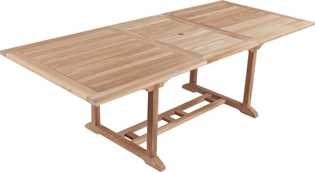 Gartentisch MORTEN rechteckig - Teak, Natur, 180x100x75,5cm | Ausziehtisch Esstisch Wetterfest Outdoor Tisch