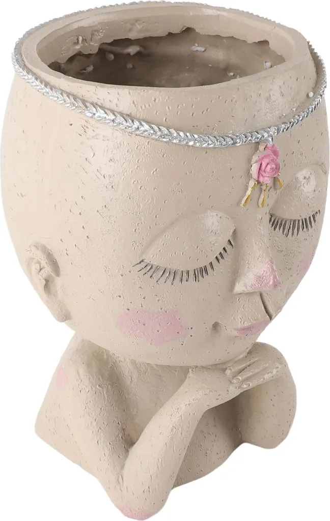 Pot de fleurs visage Princesse en résine avec drainage pour succulente - 3