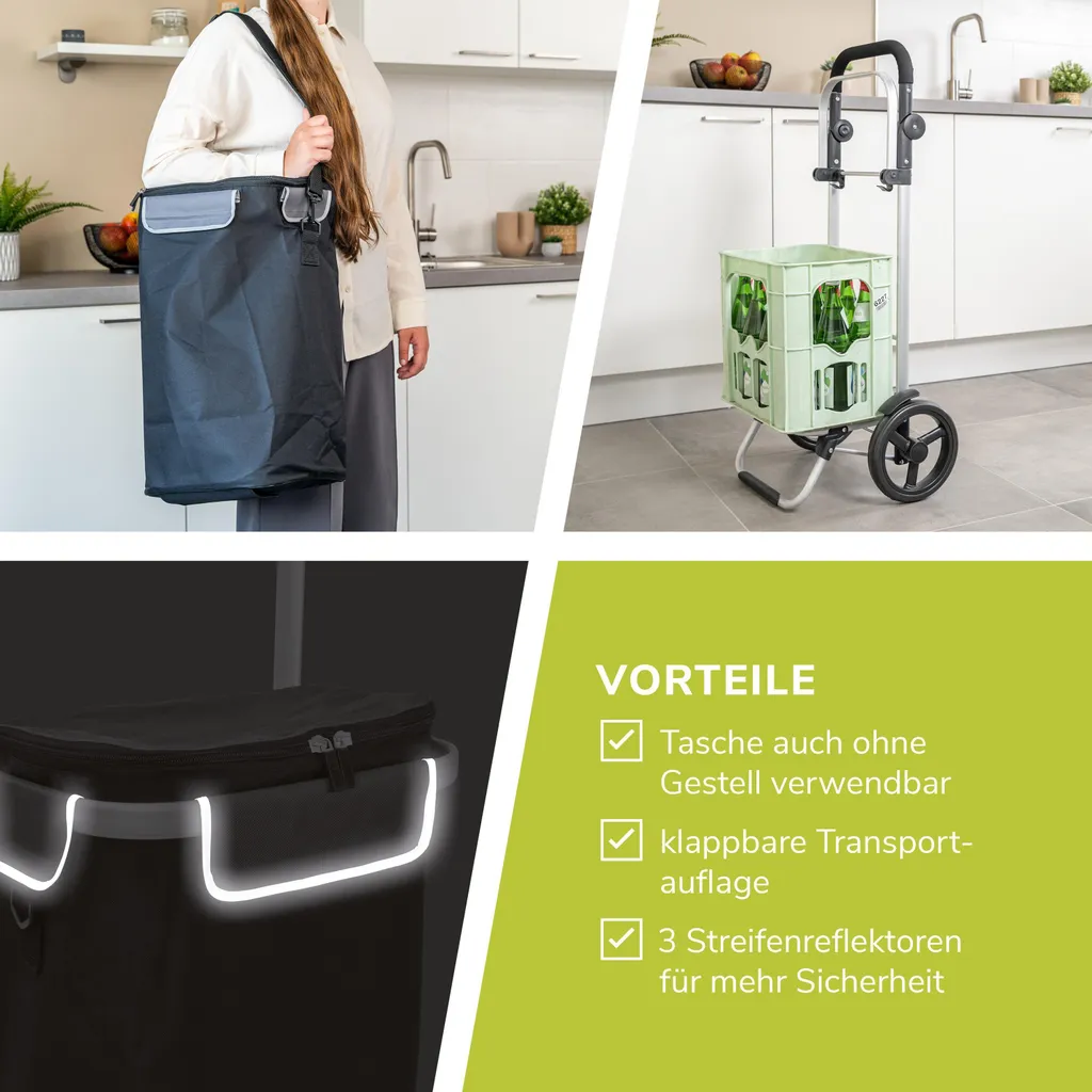 Chariot de courses pliable noir JEEBEL bremermann - Structure robuste