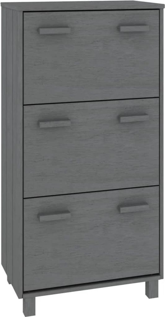 vidaXL Schuhschrank HAMAR Dunkelgrau 59,5x35x117 cm Massivholz Kiefer