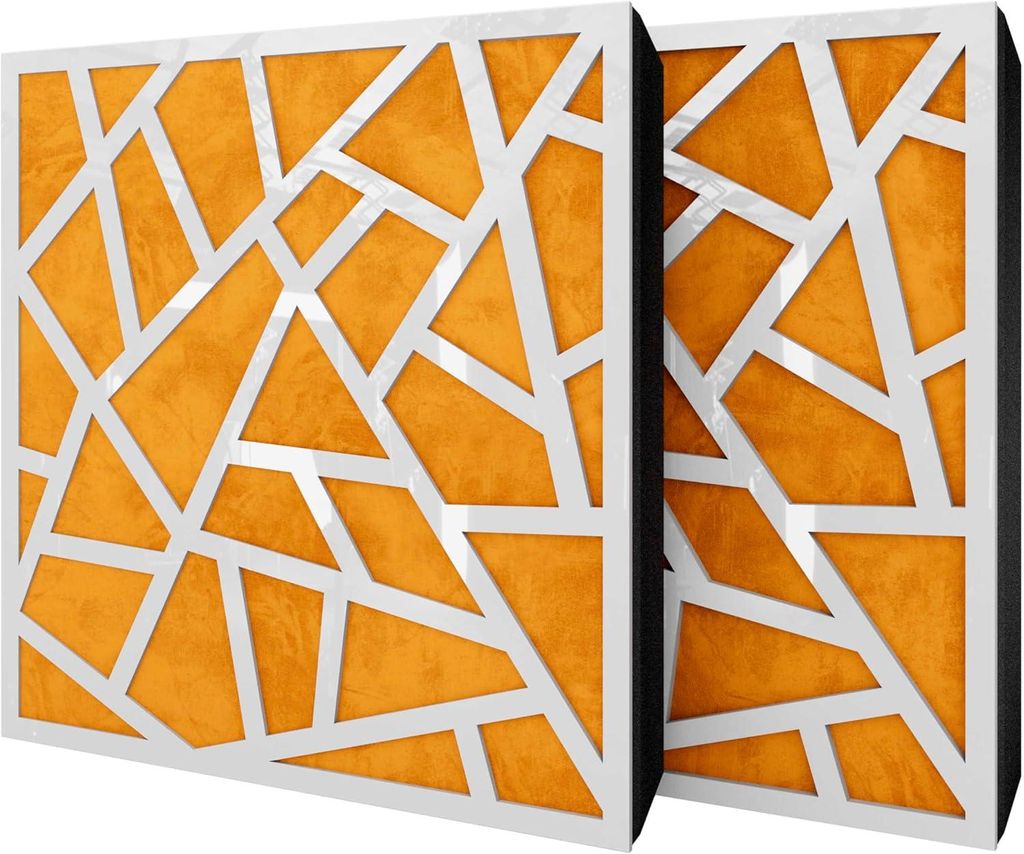 2er-Pack – Akustikpaneel mit Samtstoff und Befestigungsset | 50x50x5cm | Schallabsorption-Diffusion-Schalldämmung | [SKYROSS -Weißer Kunststoff...