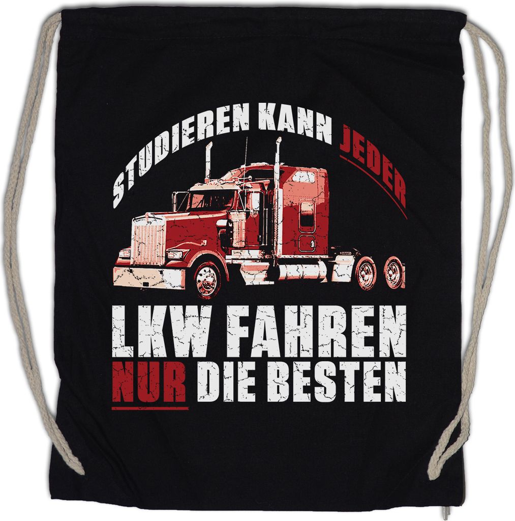 Urban Backwoods Studieren Kann Jeder LKW Fahren, Turnbeutel, Farbe: Schwarz