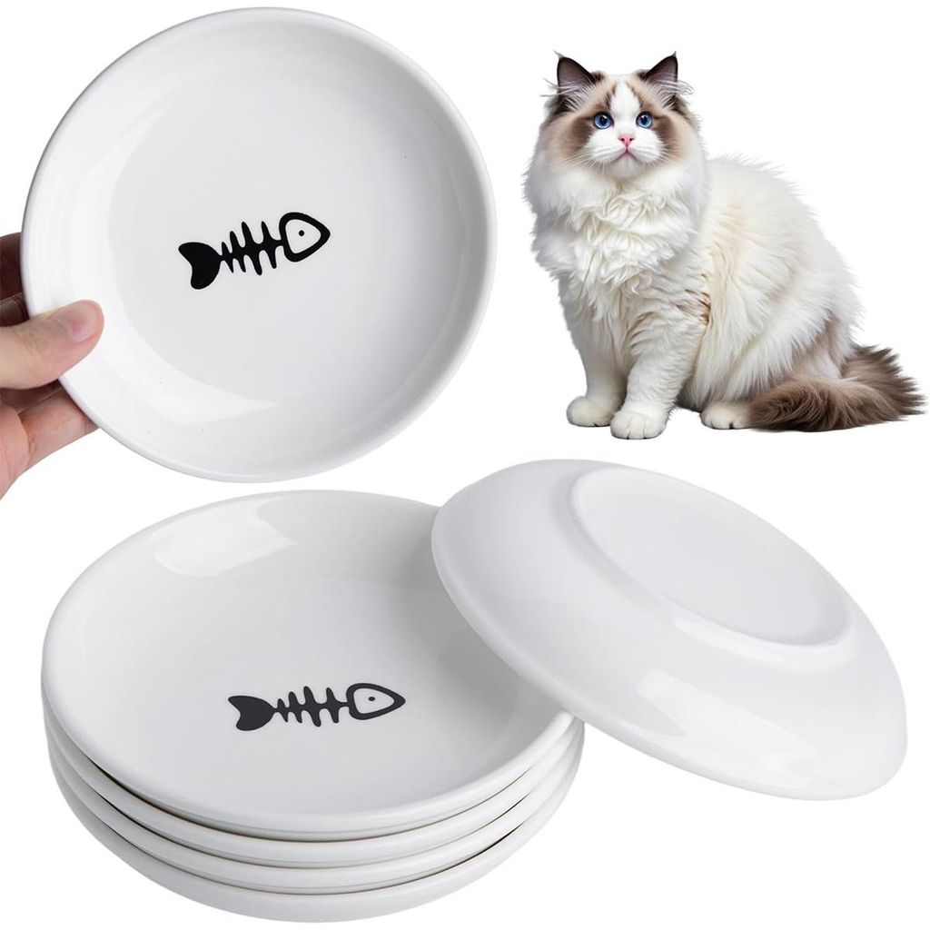 6er-Pack Keramik-Katzennäpfe mit rutschfestem Silikonboden, Futterschalen für Katzen & Welpen, für Futter und Wasser