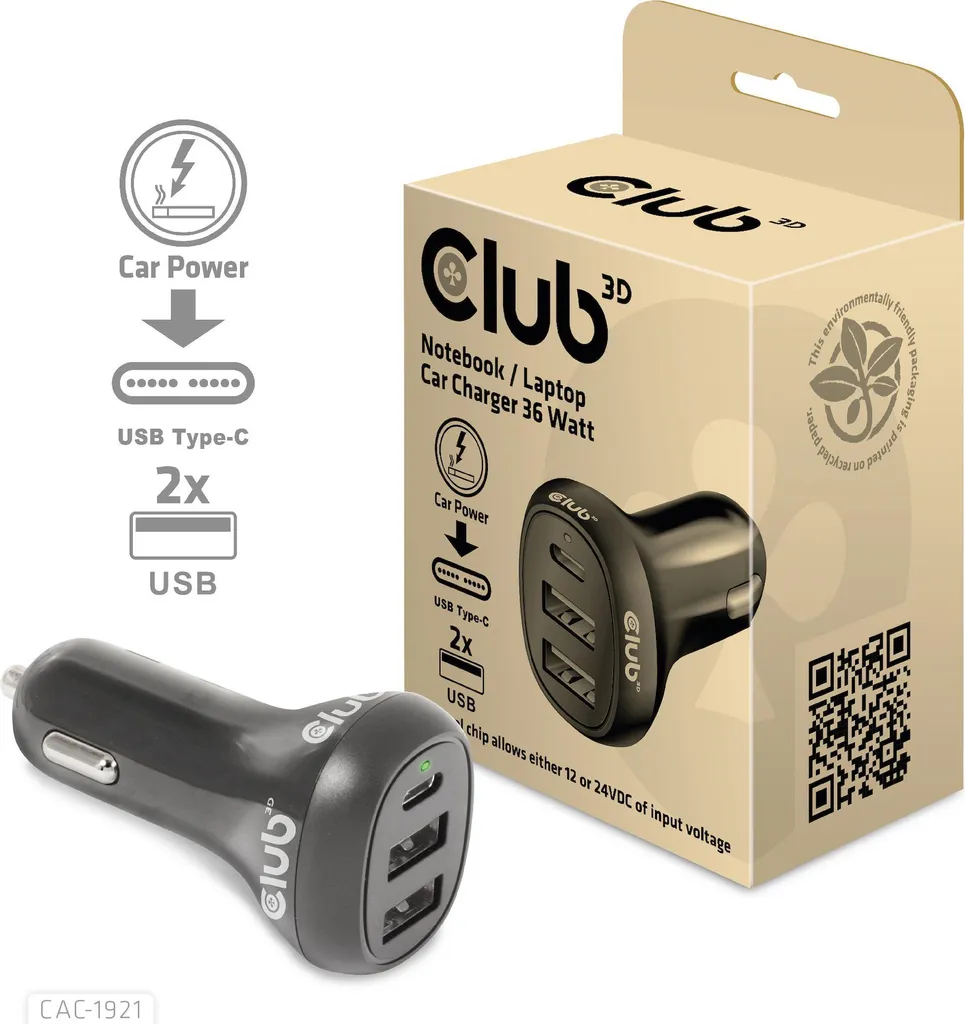 Chargeur Voiture Triple Port USB avec Sortie USB-C 36W pour Smartphone