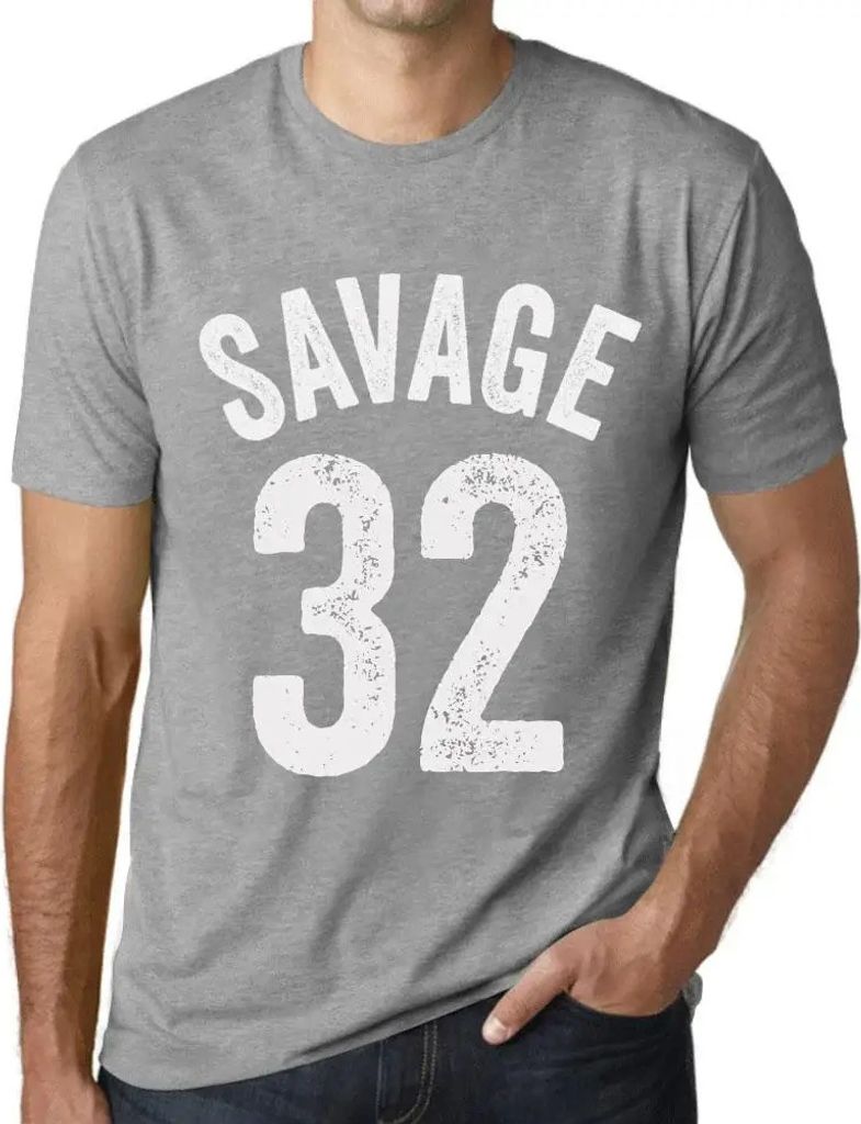 Herren Grafik T-Shirt Savage 32 Geschenk 32. Geburtstag Jahrestag 32 Jahre Jubiläum 32 Jährige Mann Jahrgang 1992 Kurzarm Lustige Druck