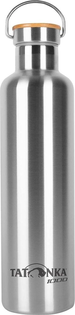 Edelstahl-Trinkflasche mit Bambusdeckel - 1000 ml Thermosflasche, auslaufsicher und spülmaschinenfest