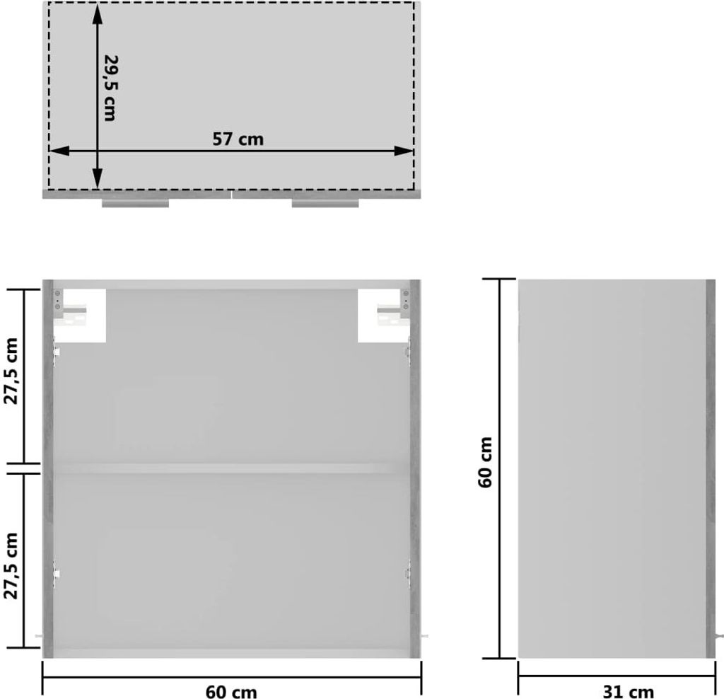 vidaXL Hängeglasschrank Betongrau 60x31x60 cm Holzwerkstoff Produktbild 8