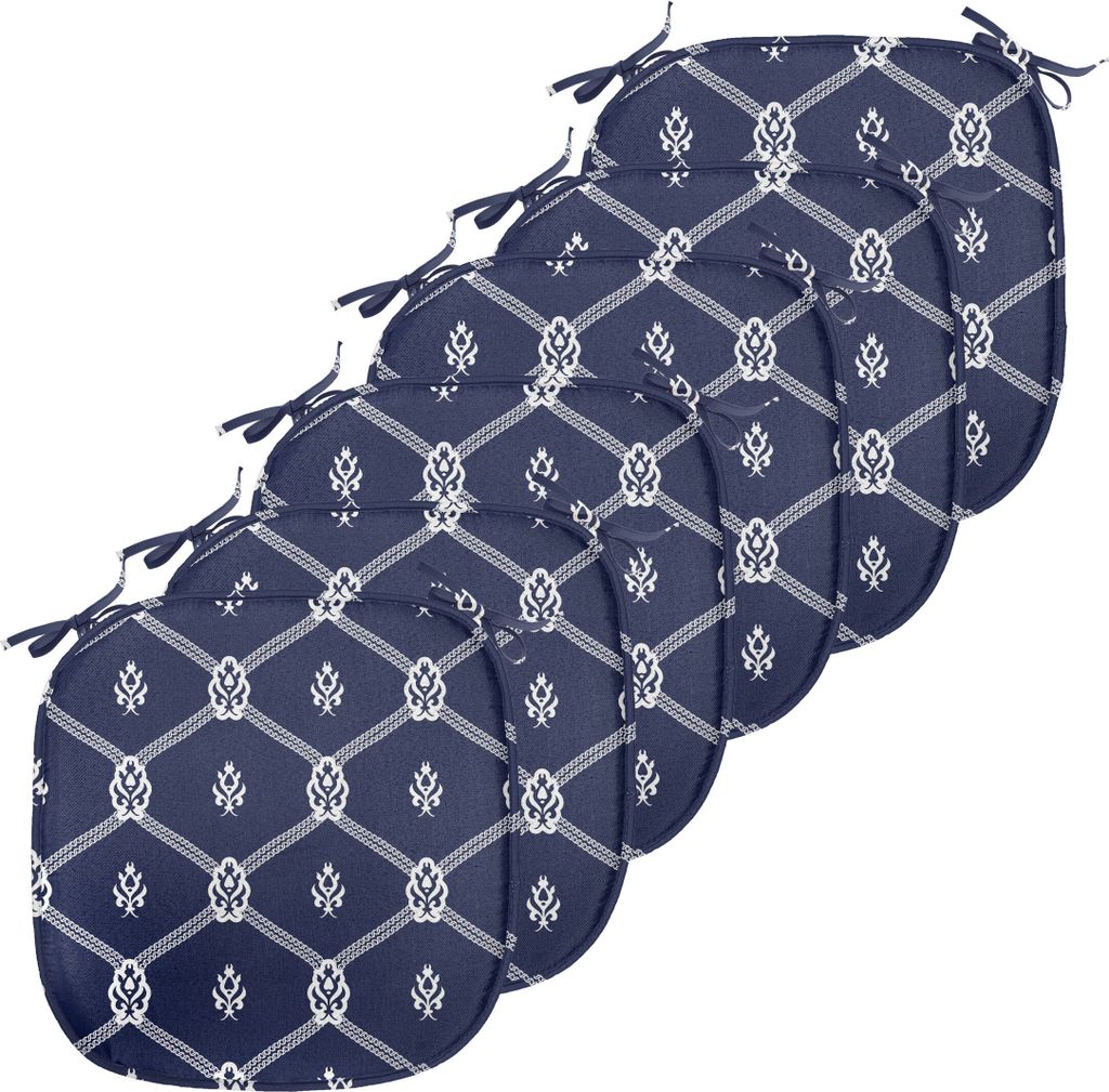 ABAKUHAUS Geometrisch Polster für Esszimmerstühle, Meeresmotive Aquatic, Dekoratives wasserfestes Kissen mit Riemen für Küchensitze, 40 cm x 40...