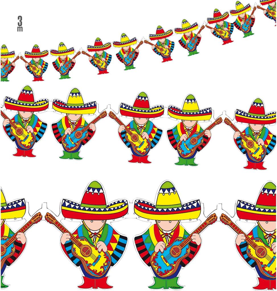Bunte Mariachi Band Girlande 300cm
