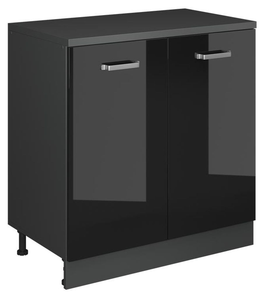 Kommode unter Schräge Vicco Rion Schwarz Hochglanz 80 x 81.6 cm ohne Schräge mit 2 Türen, Model 60850