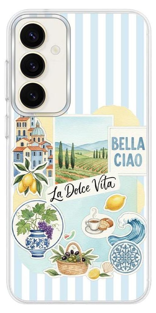 Hartschalenhülle für das Samsung Galaxy S23 FE, kompatibel mit MagSafe, transparent, Urlaub in Italien, italienische Spezialitäten, La Dolce Vita