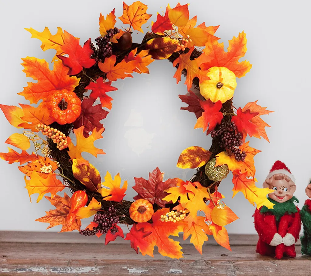 Ghirlanda Autunno 60cm Acero e Uva - Celebra la Festa del Raccolto