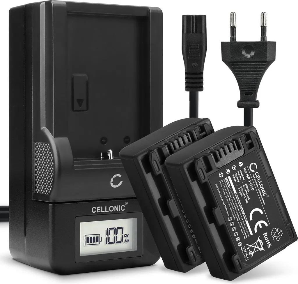 Kit Energia Sony NP-FH50: 2 Batterie + Caricatore per DCR-SR35 e SX30