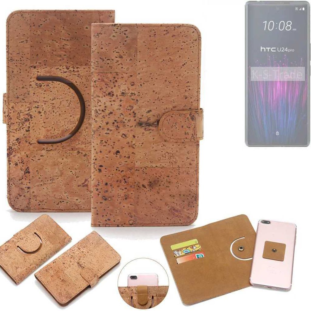 K-S-Trade Handy-Hülle Schutz-Hülle kompatibel mit HTC U24 pro Handyhülle Schutzhülle Korkhülle Kork-Hülle 1x