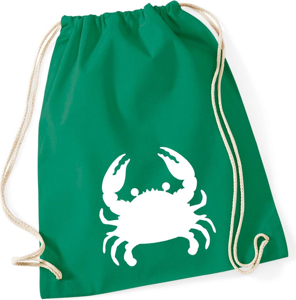 Huuraa Turnbeutel Krabbe Silhouette 12 Liter Kelly Green Baumwolle Rucksack Geschenkidee