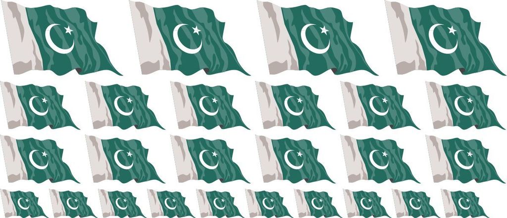 Mini Aufkleber Set - Pack wehend - 4x 51x31mm+ 12x 33x20mm + 10x 20x12mm- selbstklebender Sticker - Pakistan - Flagge / Banner / Standarte fürs Au...