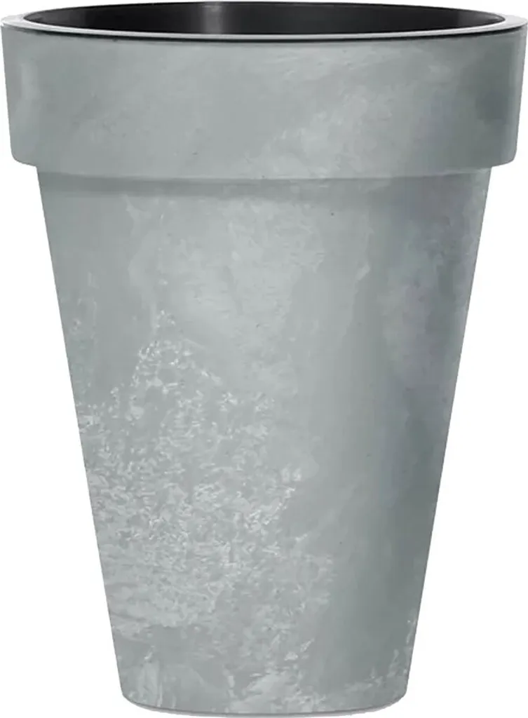 Pot de fleurs pour terrasse CUBE SLIM 35,5 cm aspect béton et insert - 3