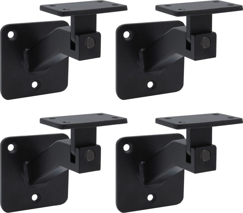 Four black handrail brackets are arranged in a two-by-two grid on a white background.