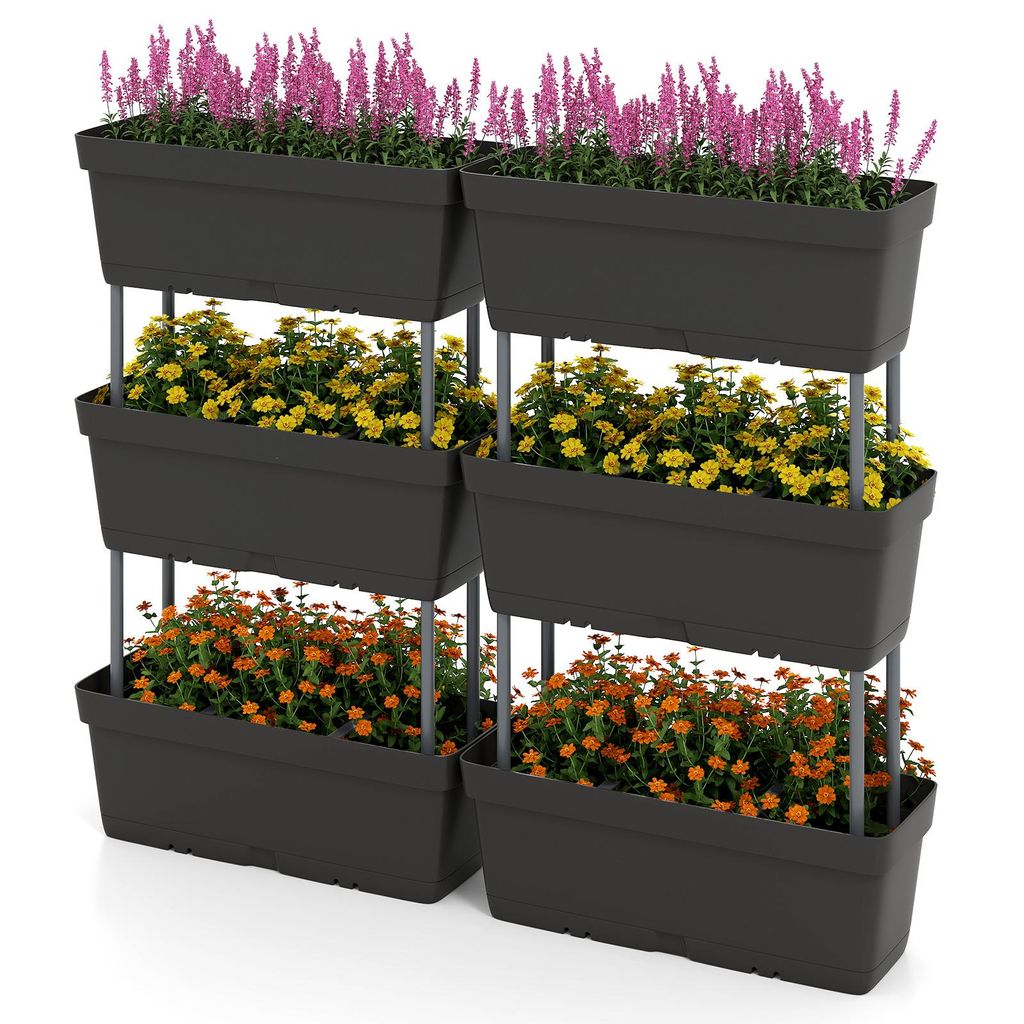 COSTWAY 6 květinových truhlíků 49 cm dlouhých, truhlíky s Obrázek produktu 