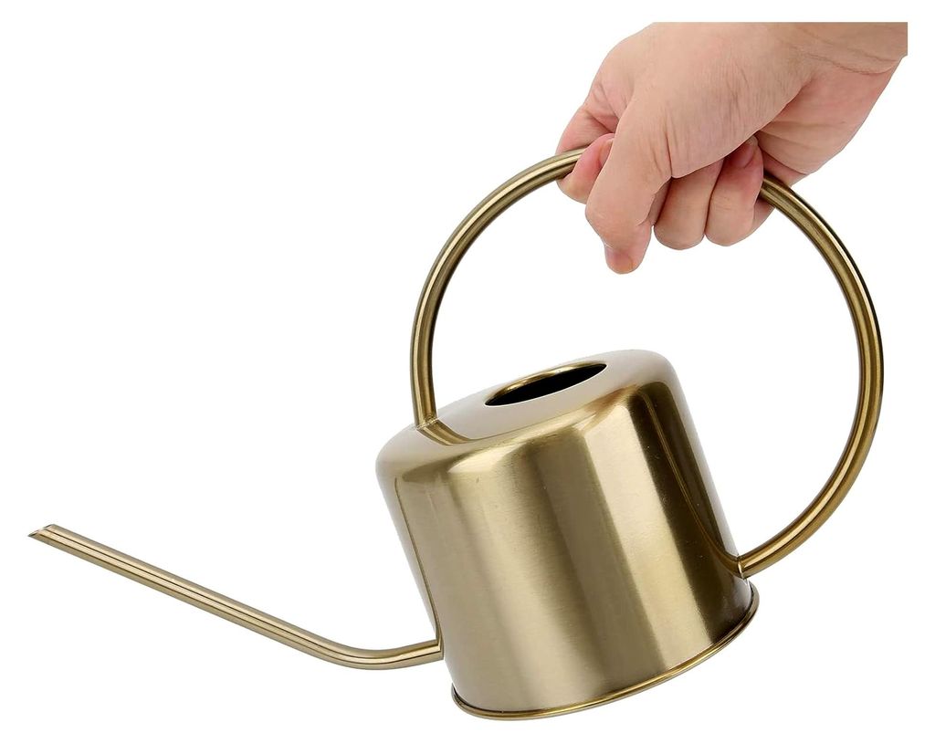 Edelstahl Gießkanne 1300 ml Gold mit langem Ausguss für Innen- und Außenbereich
